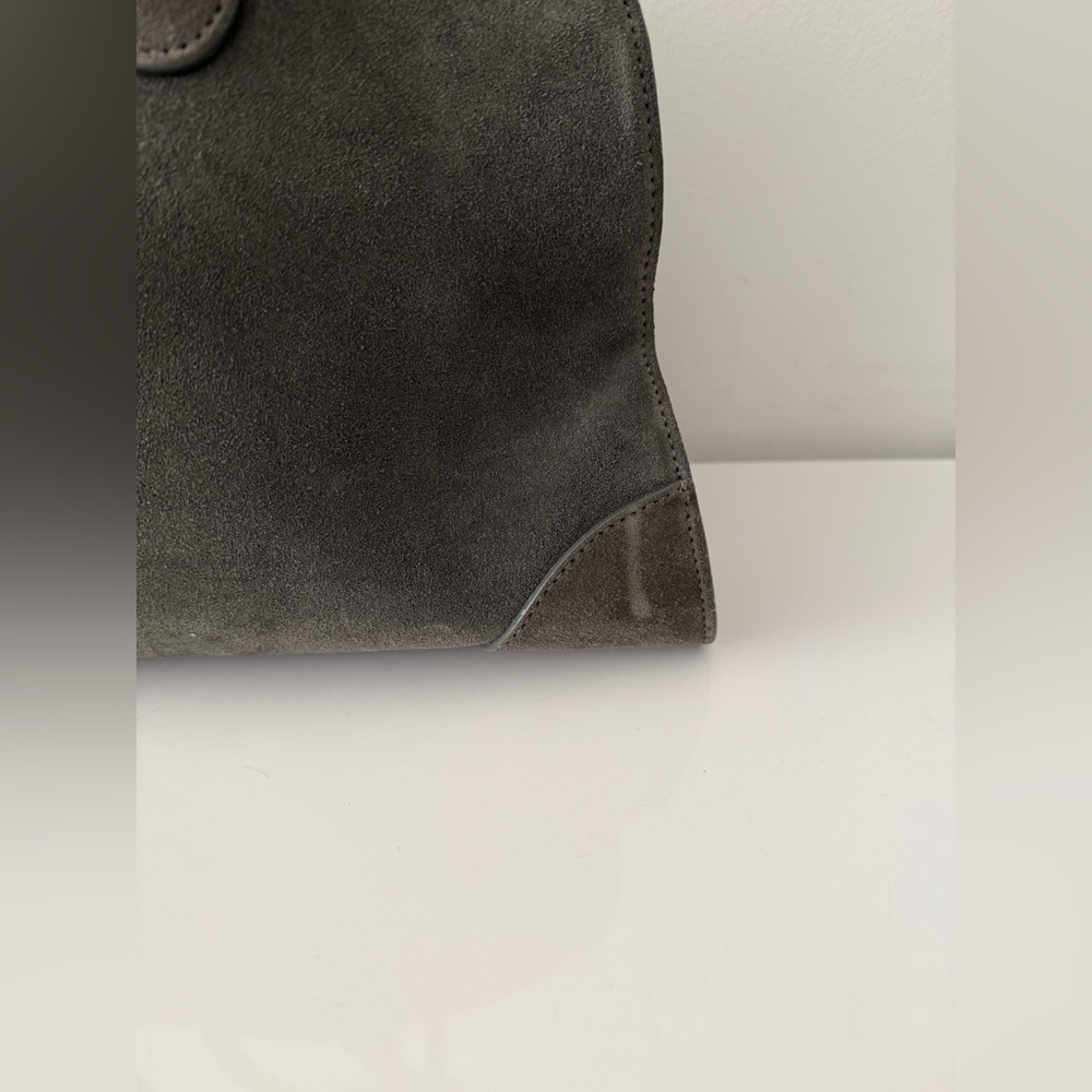 COS Small Studio Suede Leather Shoulder Bag Tote Handbag, Gray - Picture 4 of 10